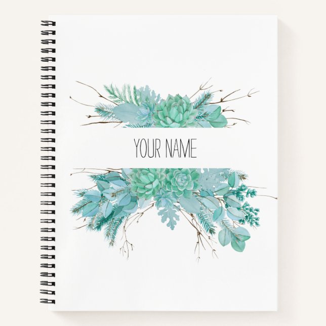 Personalisierte Aquarellsikkulturen Notizbuch (Vorderseite)
