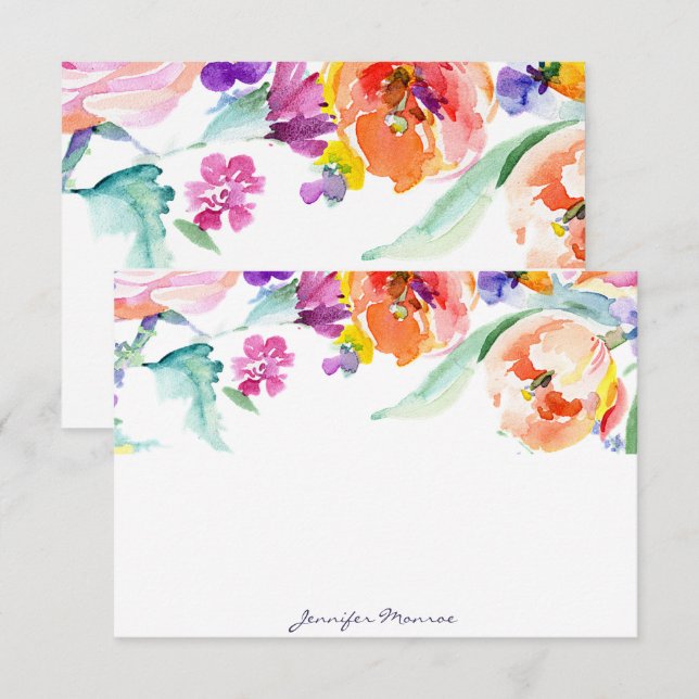 Personalisierte Aquarelltulis Mitteilungskarte (Vorne/Hinten)