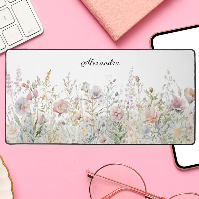 Personalisierte Aquarellwiesen-Wildblumen Schreibtischunterlage (Von Creator hochgeladen)