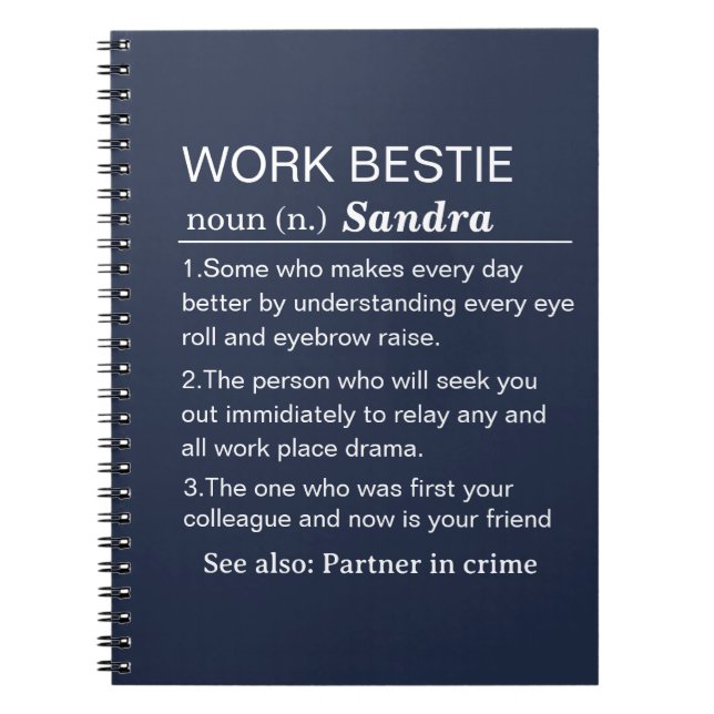 Personalisierte Arbeits-Beste-Freundin-Definition Notizblock (Vorderseite)