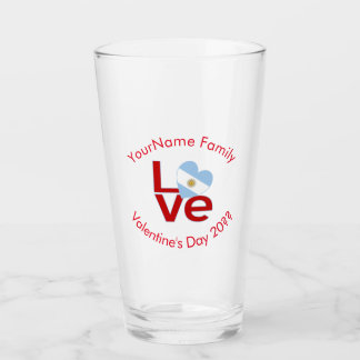 Personalisierte argentinische rote LOVE-Flagge Glas