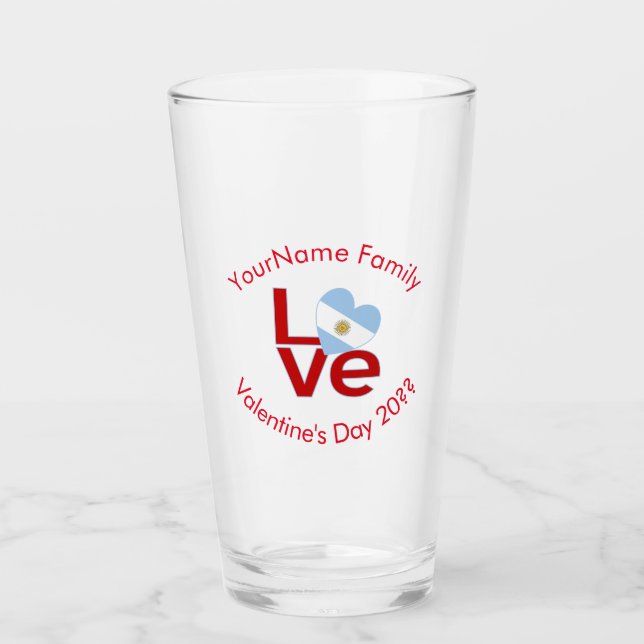 Personalisierte argentinische rote LOVE-Flagge Glas (Vorderseite)