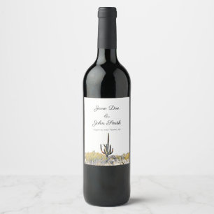 Personalisierte Arizona Saguaro Cactus Desert Wedd Weinetikett