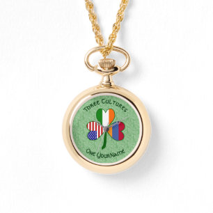 Personalisierte armenische irische USA Shamrock-Ha Armbanduhr
