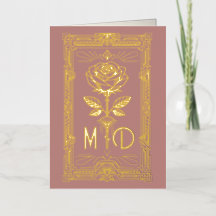 Personalisierte Art Deco Goldfolie-Rosenkarte
