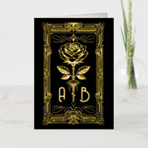 Personalisierte Art Deco Goldfolie-Rosenkarte