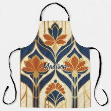 Personalisierte Art Deco Navy Terrakotta & Gold