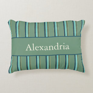 Personalisierte Art Deco-Salbei-, Teal- und Goldst Dekokissen