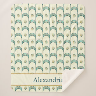 Personalisierte Art Deco Türkis- und Gold-Geometri Sherpadecke