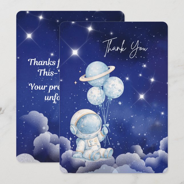 Personalisierte Astronauten-Dankeskarten Dankeskarte (Vorne/Hinten)