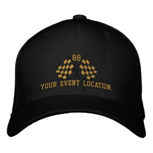 Personalisierte Aufgeladene Racing Flags Stickerei Bestickte Baseballkappe