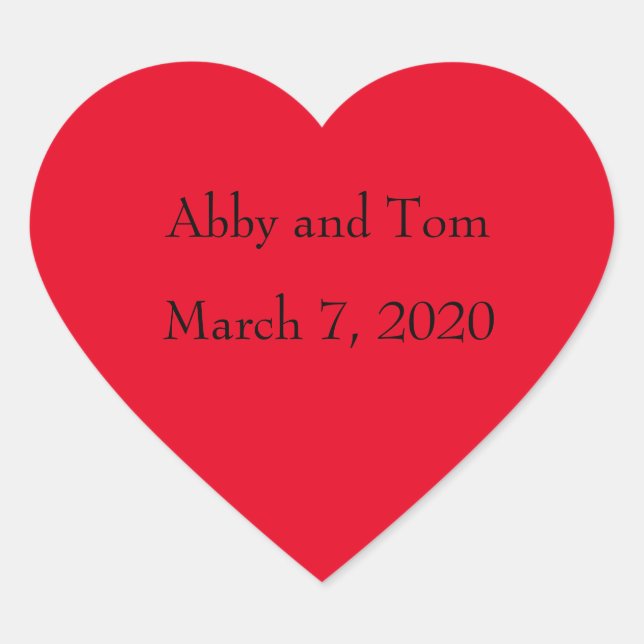 Personalisierte Aufkleber für das rote Herz (Vorderseite)