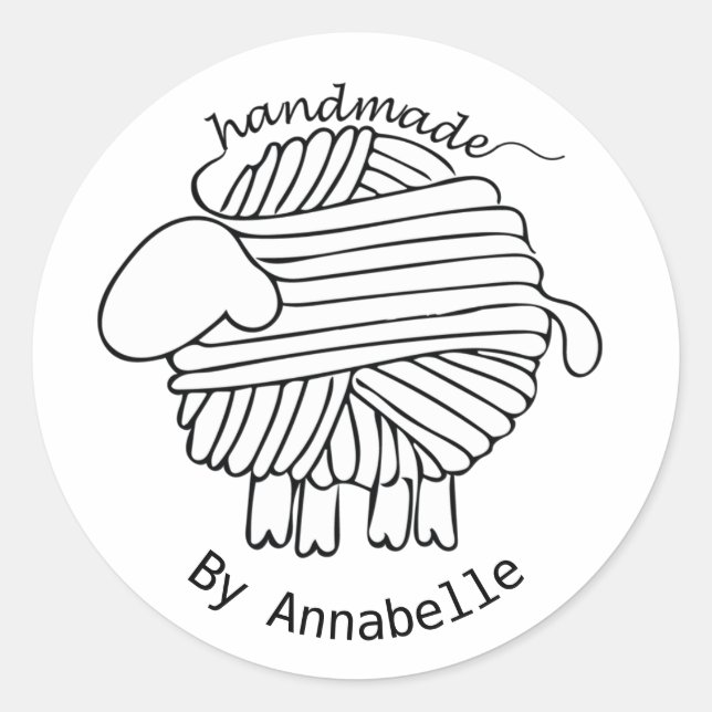 Personalisierte Aufkleber für Schafe aus Garn (Vorderseite)