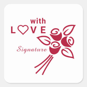 Personalisierte Aufkleber "Mit L ❤️ VE"-Rote Rosen