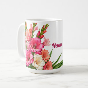 Personalisierte August-Geburtsblume Gladiolus Kaffeetasse