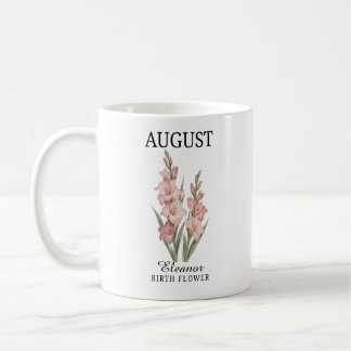 Personalisierte August-Geburtsblume Gladiolus Kaffeetasse