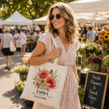 Personalisierte August-Geburtsblume Libelle Mohn