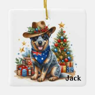 Personalisierte Australische Rinderweihe Weihnacht Keramikornament