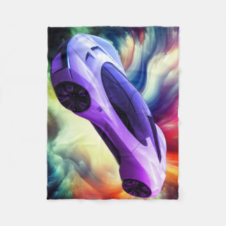 Personalisierte Babodecke mit einem lila Auto dara Fleecedecke