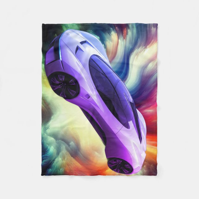 Personalisierte Babodecke mit einem lila Auto dara Fleecedecke (Vorderseite)