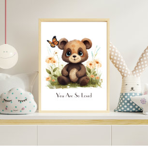 Personalisierte Baby-Bär-Wasserfarben-Nursery-Wand Poster