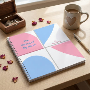 Personalisierte Baby Blau- und Rosa-Herzstücke Notizbuch