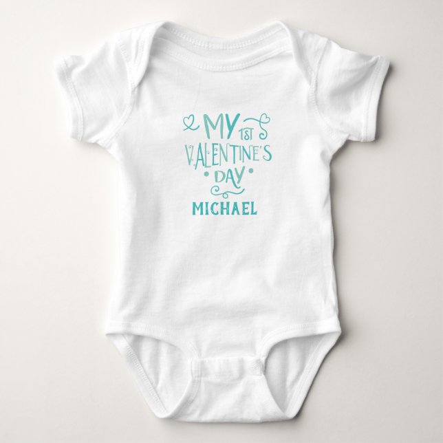 Personalisierte Baby Boys First Valentine Strampler (Vorderseite)