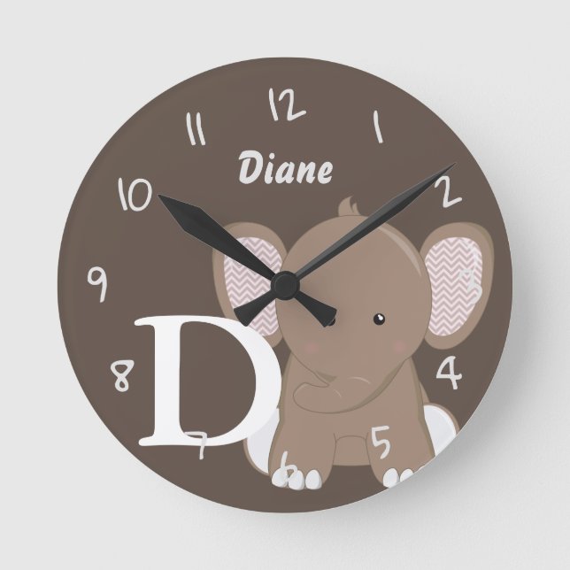 Personalisierte Baby Brown Round Clock Runde Wanduhr (Vorderseite)