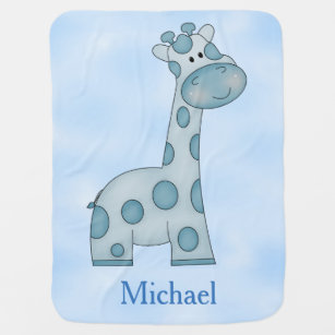 Personalisierte Baby-Decken-Blau-Giraffe Babydecke