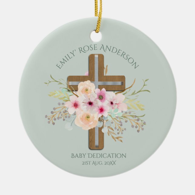 Personalisierte BABY-Dedication Keramik Ornament (Vorne)
