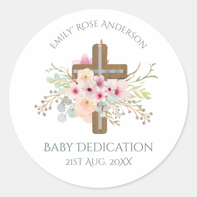 Personalisierte BABY-Dedication Runder Aufkleber (Vorderseite)