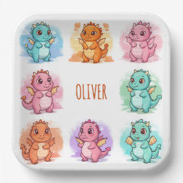 Personalisierte Baby Dragons Pappteller
