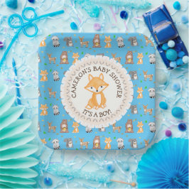 Personalisierte Baby Dusche Teller Woodland Themed