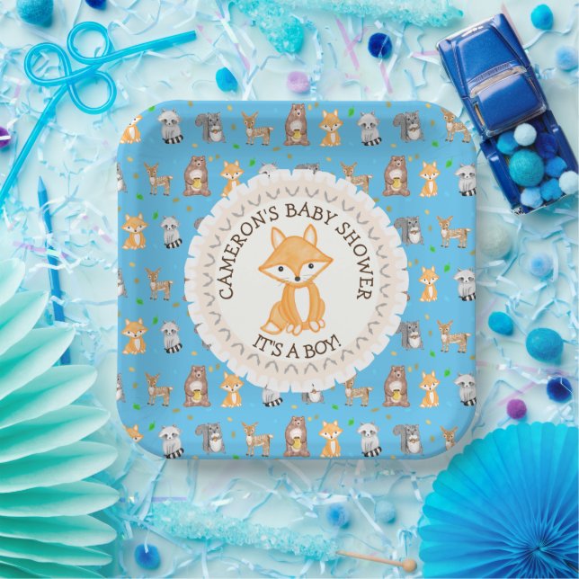 Personalisierte Baby Dusche Teller Woodland Themed (Party)