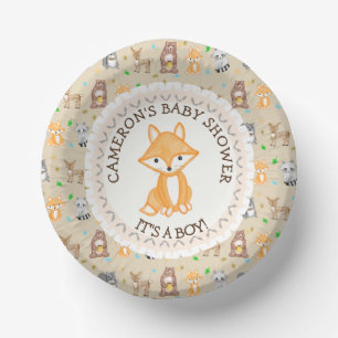 Personalisierte Baby Dusche Teller Woodland Themed