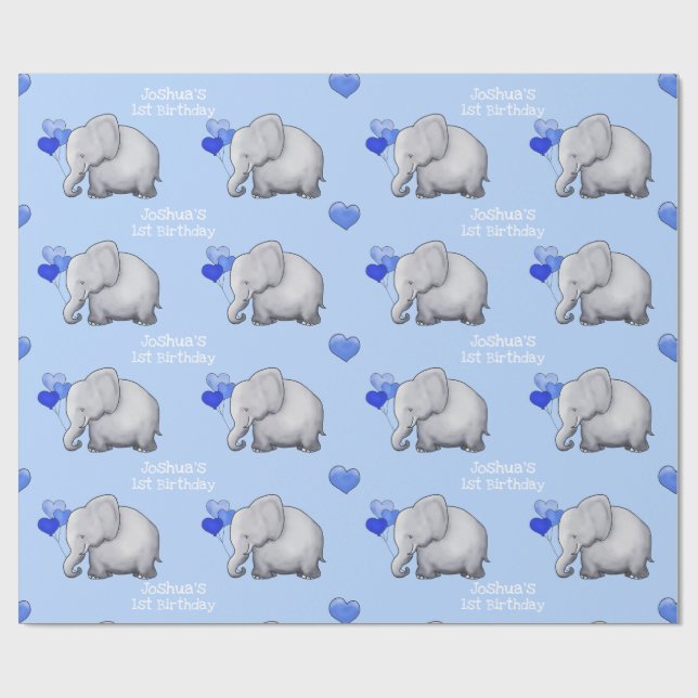 Personalisierte Baby-Elefant-1. Geschenkpapier (Flach)