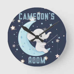 Personalisierte Baby-Elefanten-Angeln 4 Sterne Uhr