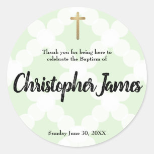 Personalisierte Baby-Junge-Taufe danke Runder Aufkleber