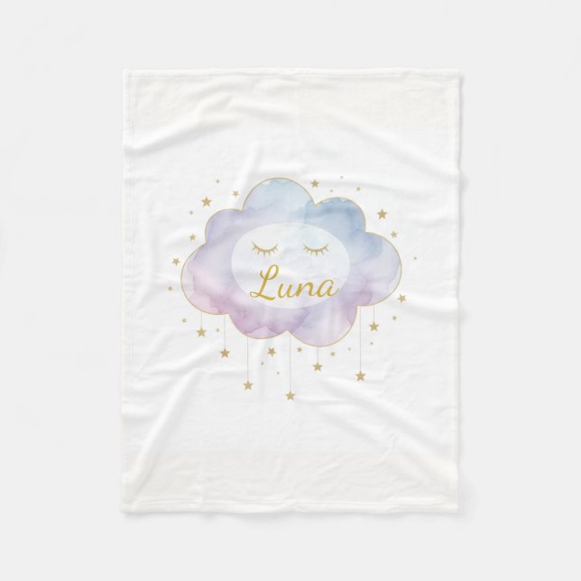 Personalisierte Baby-Name Lavendel-Wasserfarbe-Fle Fleecedecke (Vorderseite)