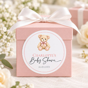 Personalisierte Baby Shower Aufkleber Teddybär Ros