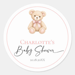 Personalisierte Baby Shower Aufkleber Teddybär Ros