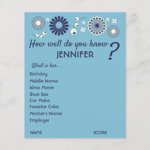 Personalisierte Baby Shower Spielbögen Blau Floral Flyer