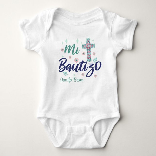 Personalisierte Baby-Taufe, Mi Bautizo Spanischer  Baby Strampler (Vorderseite)