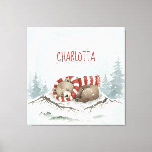 Personalisierte Baby-Wandkunst, Schlafende-Bären-K Leinwanddruck