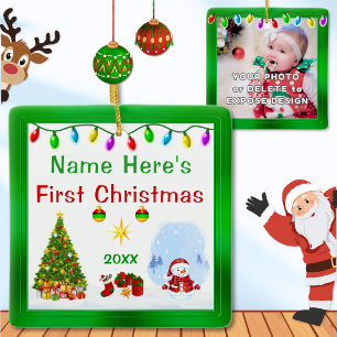 Personalisierte Baby-Weihnachtsbaumanhänger Erste  Keramikornament