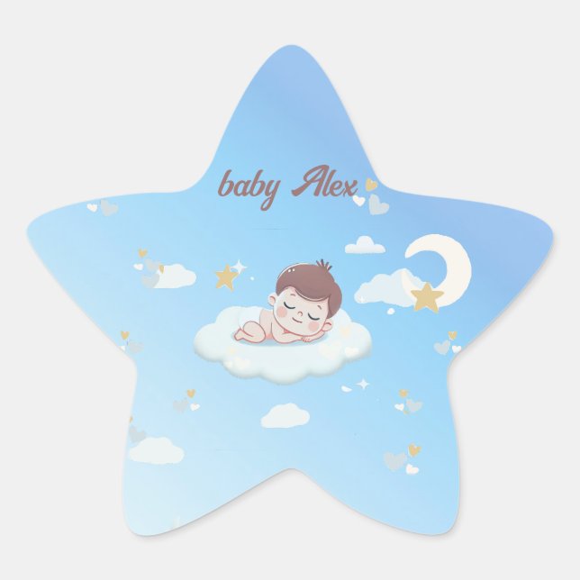 Personalisierte Babyaufkleber - Dreamy & Customiza Stern-Aufkleber (Vorderseite)