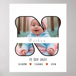 Personalisierte Babybrik N mit Grenze - Poster