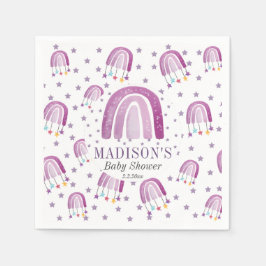 Personalisierte Babydusche Lila Rainbow Serviette