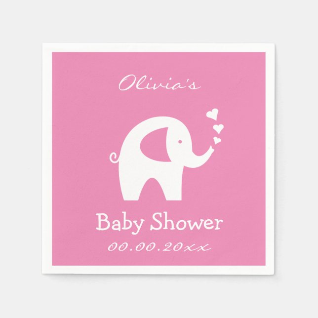 Personalisierte Babydusche mit Elefant Serviette (Vorderseite)