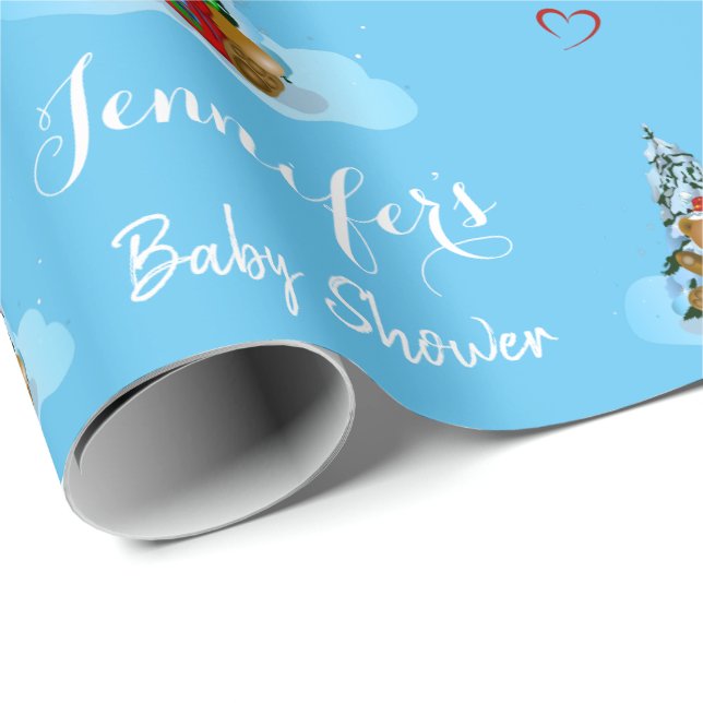 Personalisierte Babydusche Teddy Bear Boy Geschenkpapier (Rolleneckpunkt)